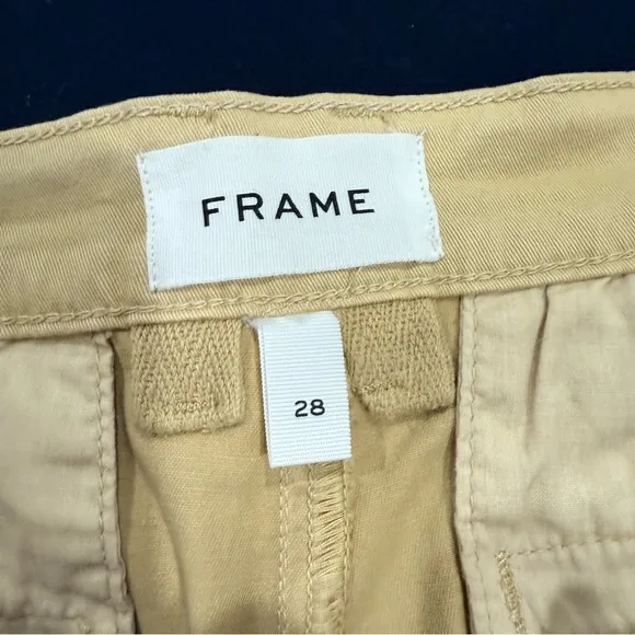 Frame Jeans Wide Leg Tomboy Leg Trousers in Washed Tan