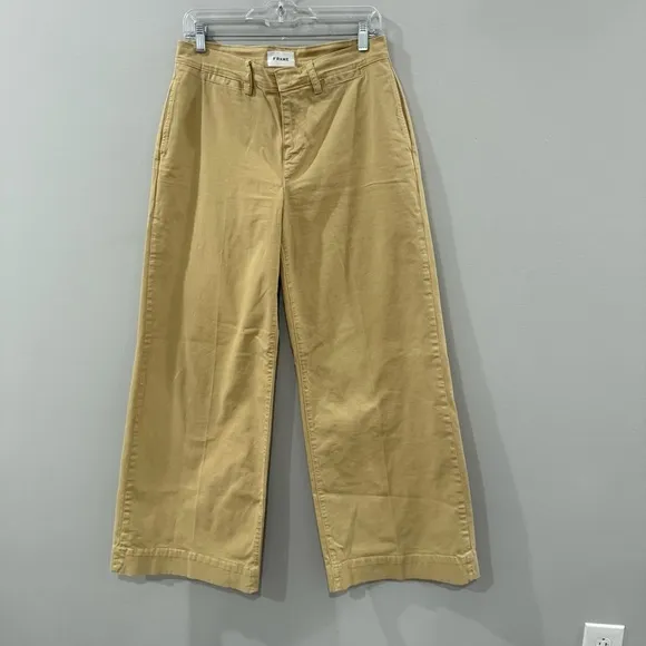 Frame Jeans Wide Leg Tomboy Leg Trousers in Washed Tan
