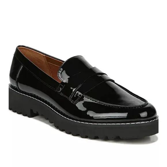 Franco Sarto Callum Black Patent Slip-ons Sz 9.5 Loafers Preppy Academia