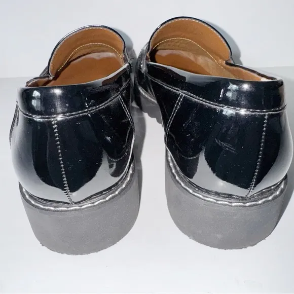 Franco Sarto Callum Black Patent Slip-ons Sz 9.5 Loafers Preppy Academia