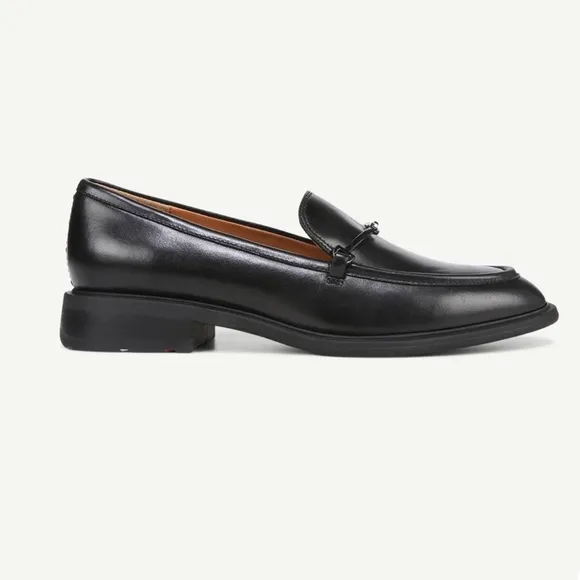 Franco Sarto Eda Bit Loafer Black Leather Classic Style Luxe Slip-On Size 10