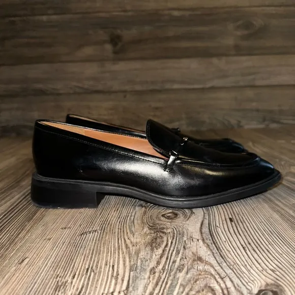 Franco Sarto Eda Bit Loafer Black Leather Classic Style Luxe Slip-On Size 10