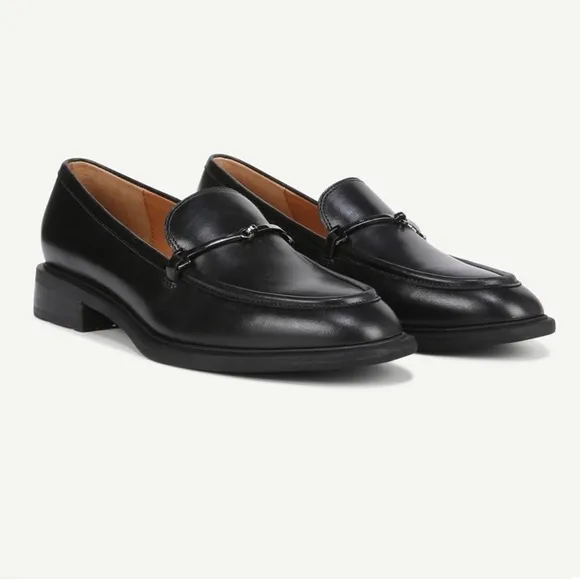 Franco Sarto Eda Bit Loafer Black Leather Classic Style Luxe Slip-On Size 10