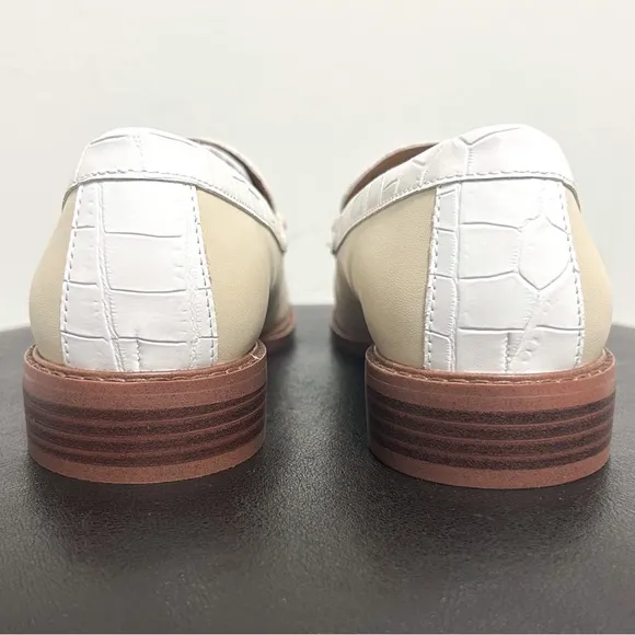 Franco Sarto Ivory White Carolyn Low Faux Leather Tassels Loafers 9W 9 Wide NIB