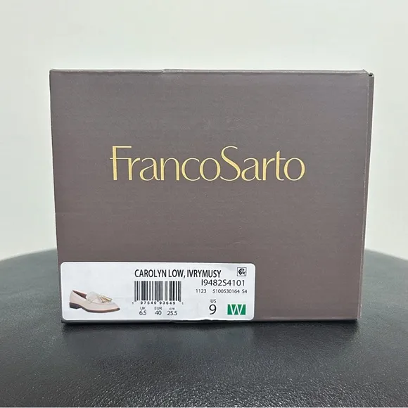 Franco Sarto Ivory White Carolyn Low Faux Leather Tassels Loafers 9W 9 Wide NIB