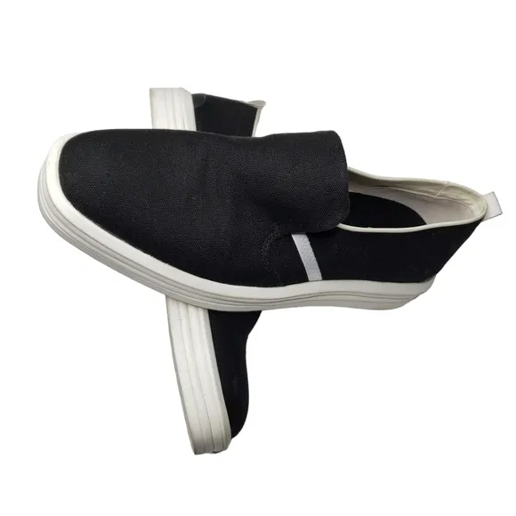 Franco Sarto | Maldives Black Fabric Square Toe Slip On Platform Sneakers 9