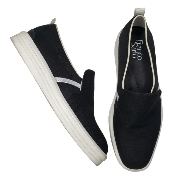 Franco Sarto | Maldives Black Fabric Square Toe Slip On Platform Sneakers 9