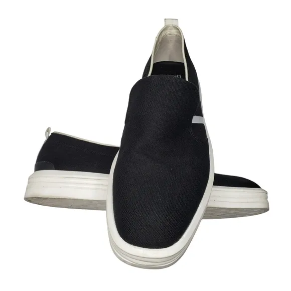 Franco Sarto | Maldives Black Fabric Square Toe Slip On Platform Sneakers 9