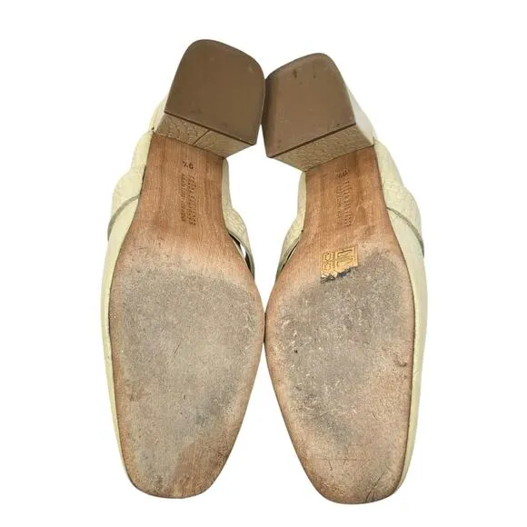 Freda Salvador Women’s Cream Embossed Crocodile Loafers Size US 9.5