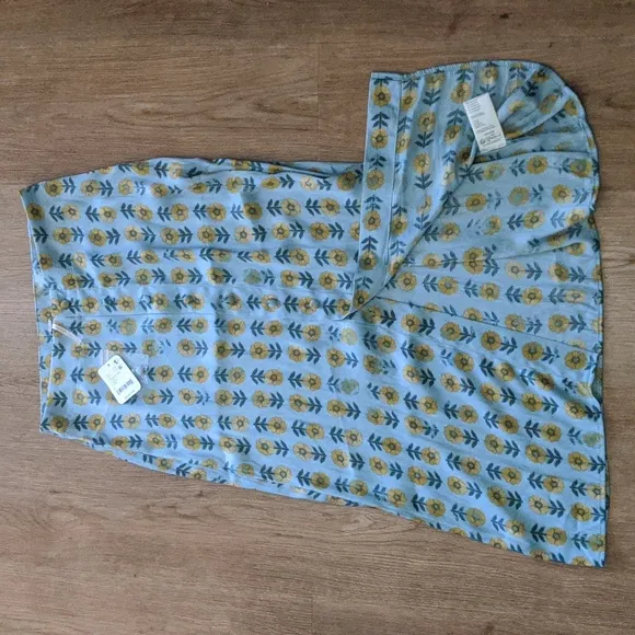 Free People Annalise Midi Skirt in Robbins Egg Combo sz 6
