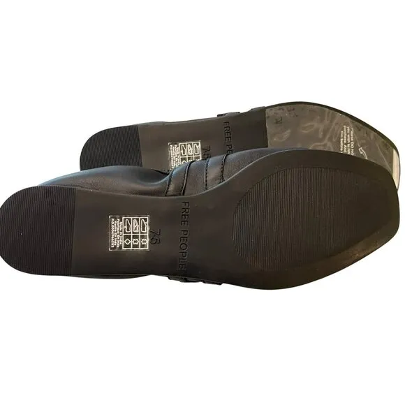 Free People Black Leather Gemini Ballet Flat Size 7.5 NEW
