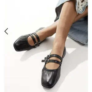 Free People Black Leather Gemini Ballet Flat Size 7.5 NEW