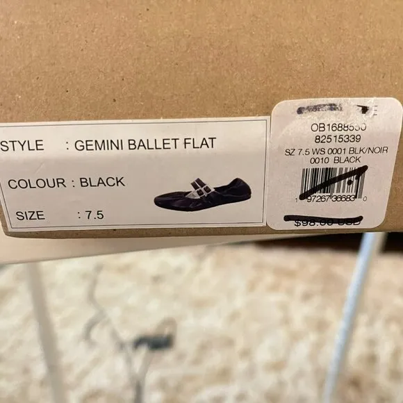 Free People Black Leather Gemini Ballet Flat Size 7.5 NEW