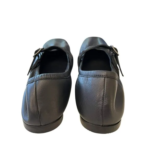 Free People Black Leather Gemini Ballet Flat Size 7.5 NEW