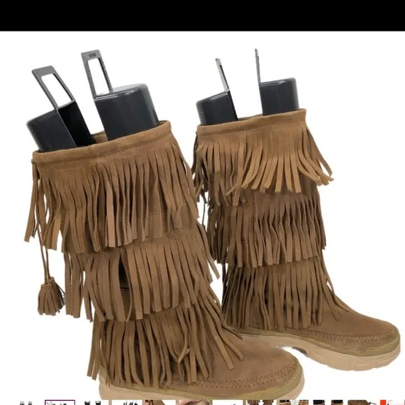 Free People Brand New LaidBack London Pull on Fringe Suede boots Coachella 🌈🌸
