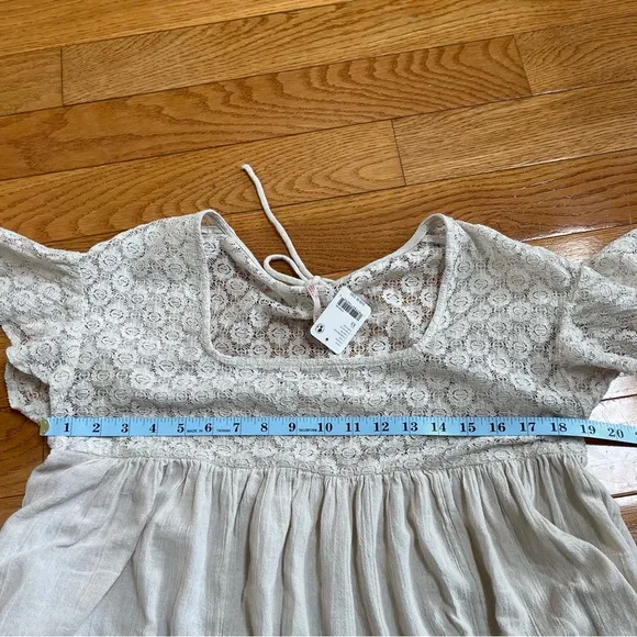 FREE PEOPLE Bring The Romance Midi Maxi Cotton Dress Neutral Sz XS oversized