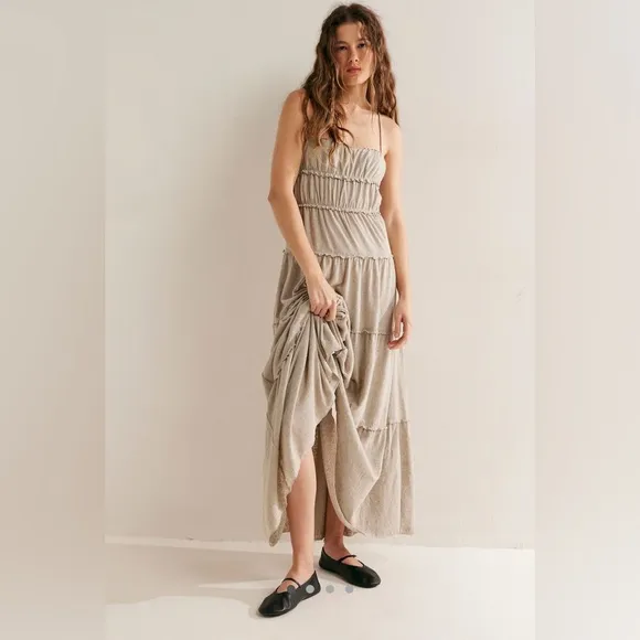 Free People Brooke Maxi Dress in Snowing Neutral