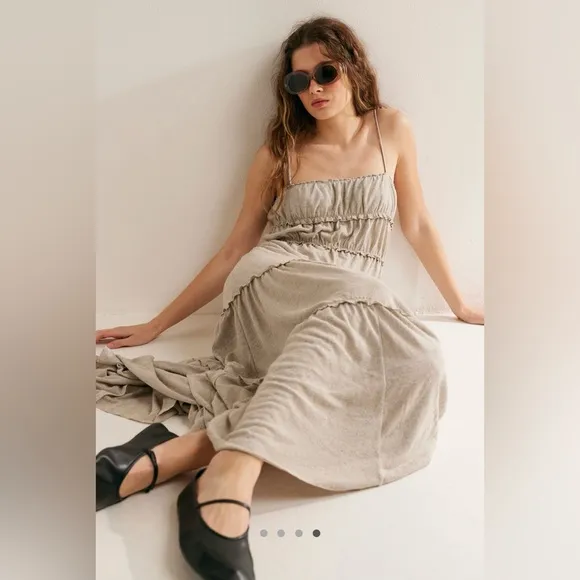 Free People Brooke Maxi Dress in Snowing Neutral