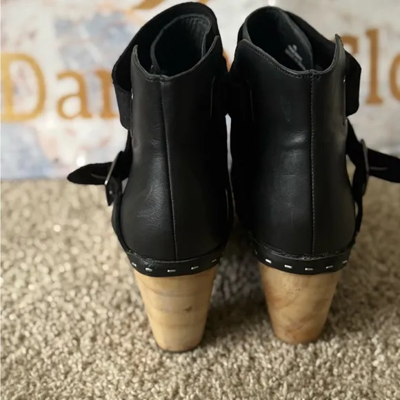 FREE PEOPLE Bungalow Clog Leather Booties Leather Ankle Boots