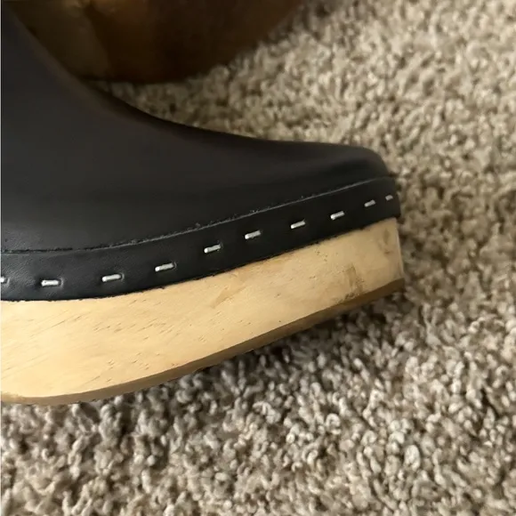 FREE PEOPLE Bungalow Clog Leather Booties Leather Ankle Boots