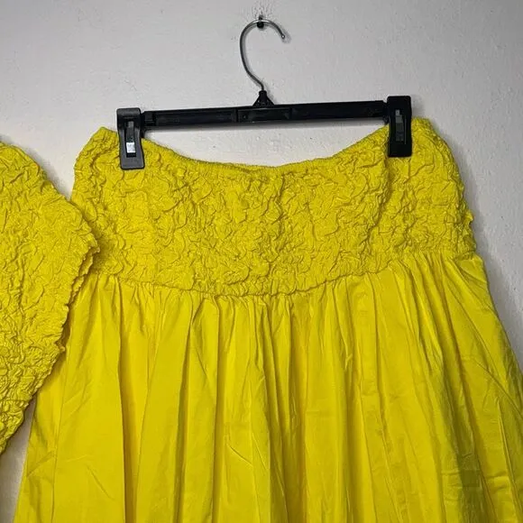 Free People Carino Smocked Open Back Top Maxi Midi Skirt Size Large