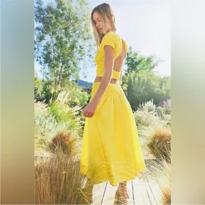 Free People Carino Smocked Open Back Top Maxi Midi Skirt Size Large