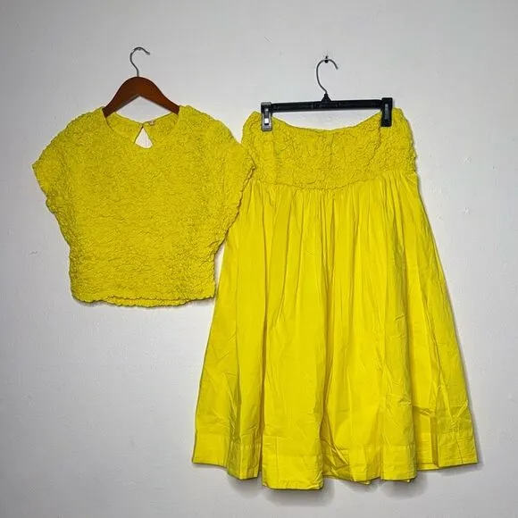 Free People Carino Smocked Open Back Top Maxi Midi Skirt Size Large