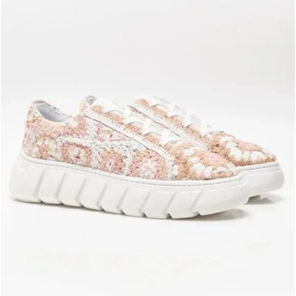 Free People Catch Me If You Can Crochet Sneakers in Blush Combo- Size 7