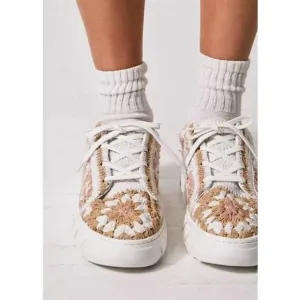 Free People Catch Me If You Can Crochet Sneakers in Blush Combo- Size 7