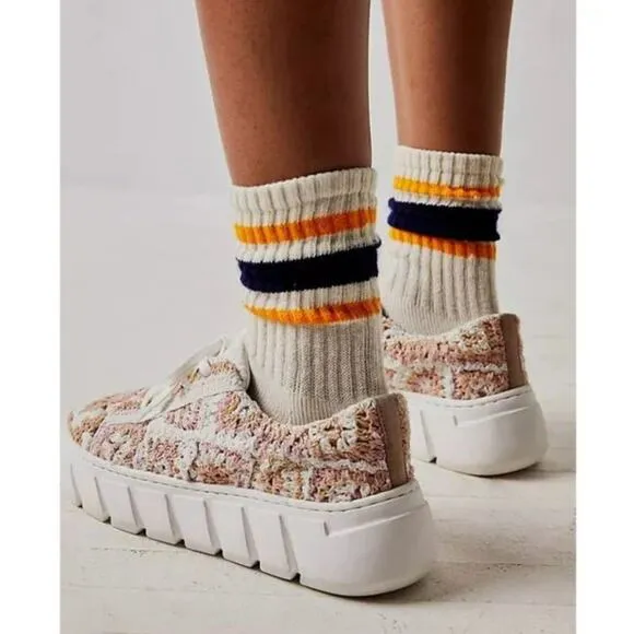 Free People Catch Me If You Can Crochet Sneakers in Blush Combo- Size 7