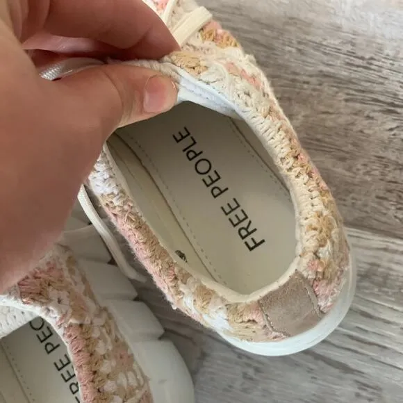 Free People Catch Me If You Can Crochet Sneakers in Blush Combo- Size 7