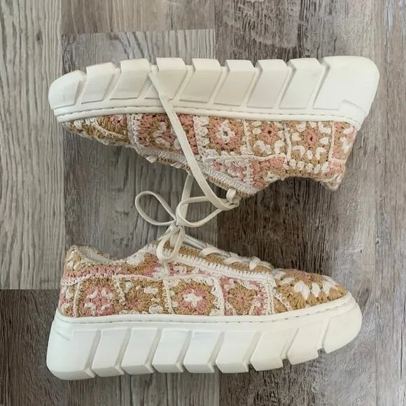 Free People Catch Me If You Can Crochet Sneakers in Blush Combo- Size 7