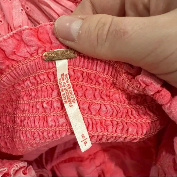 Free People Dress Pintuck Paradise Maxi Eyelet Halter in Pink Icing