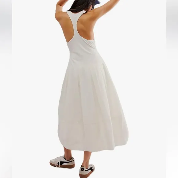 FREE PEOPLE Drops Of Venus Midi Dress in White Sz L Retail $148 NWOT