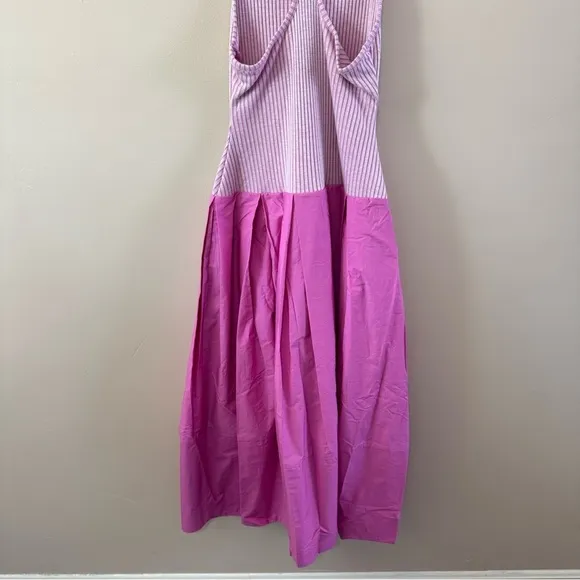 Free people Drops Of Venus Midi Dress Knit Bubble Skirt Magenta Pink Size Small