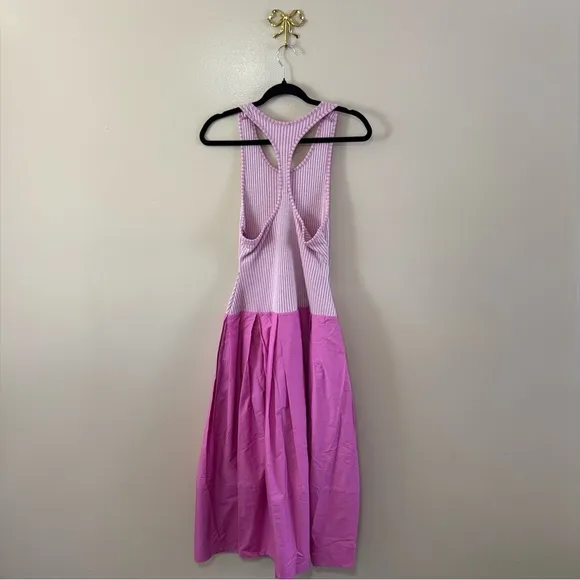 Free people Drops Of Venus Midi Dress Knit Bubble Skirt Magenta Pink Size Small