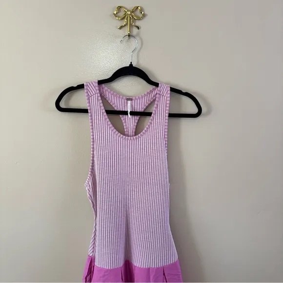 Free people Drops Of Venus Midi Dress Knit Bubble Skirt Magenta Pink Size Small