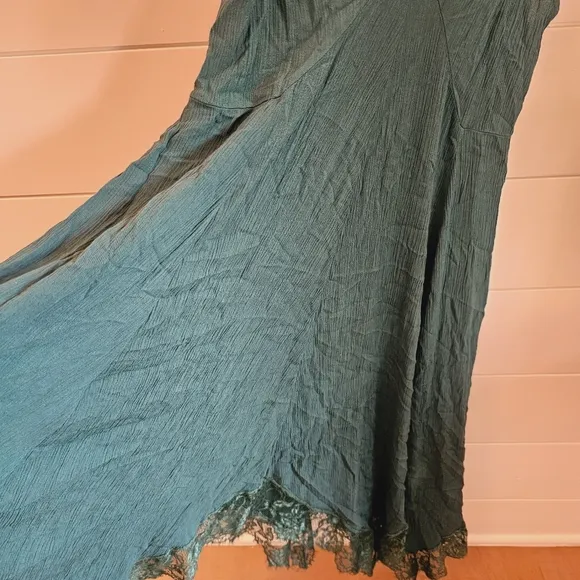 Free people emerald green lace handkerchief dress midi sz  XS