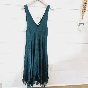 Free people emerald green lace handkerchief dress midi sz  XS