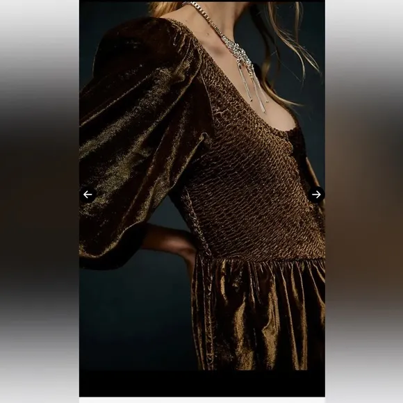 FREE PEOPLE Farrier Velvet Mini Dress - Brown Bear Size XS NWOT Retail $128