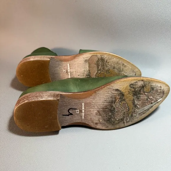 Free People Holly Green Royale Flats Leather Booties EU 37