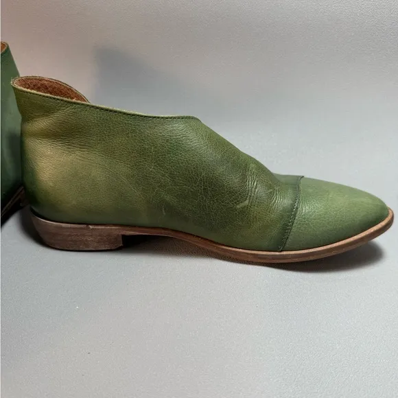 Free People Holly Green Royale Flats Leather Booties EU 37