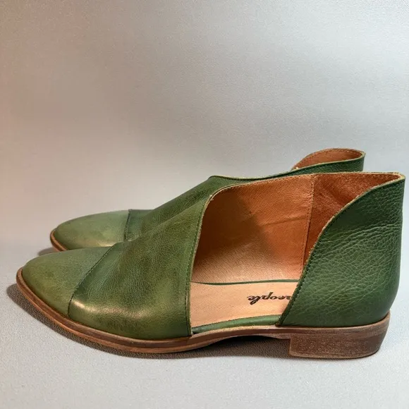Free People Holly Green Royale Flats Leather Booties EU 37