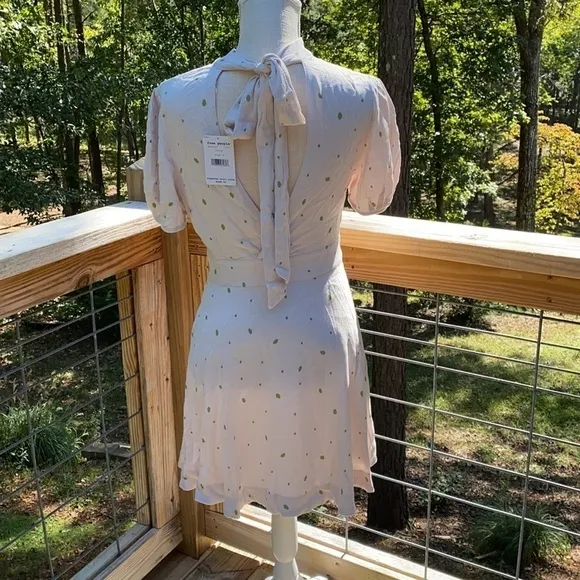 Free People Ivory Green Speckled Abbie Fit/Flare Dress 6 Wedding Graduation NWT
