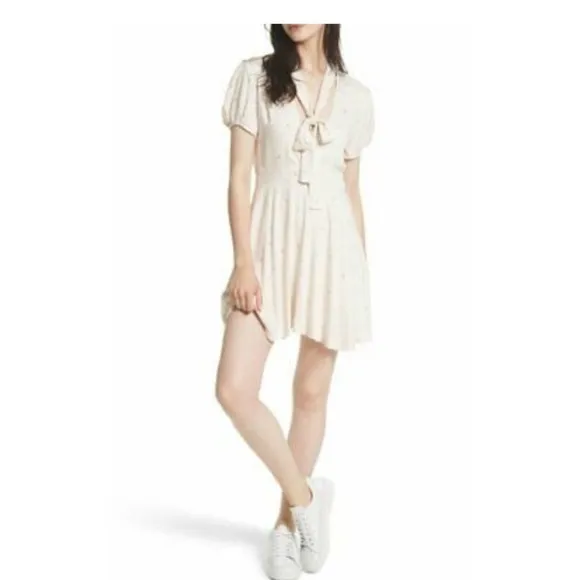 Free People Ivory Green Speckled Abbie Fit/Flare Dress 6 Wedding Graduation NWT