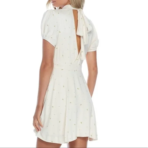 Free People Ivory Green Speckled Abbie Fit/Flare Dress 6 Wedding Graduation NWT