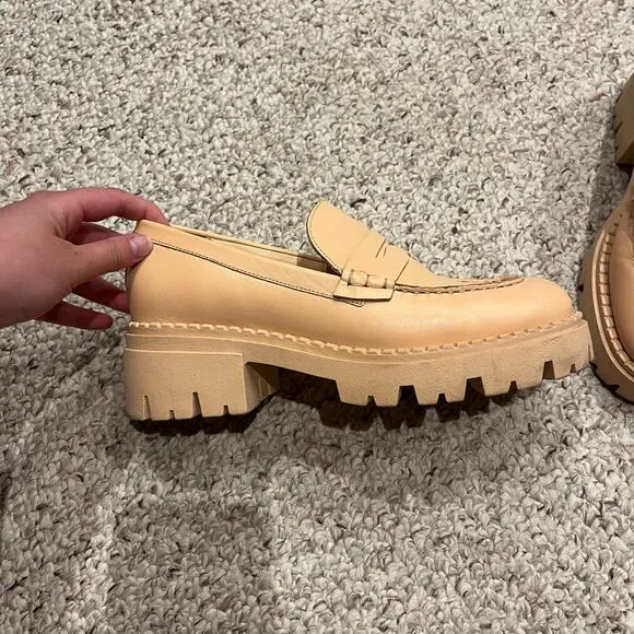 Free People Lyra Lug Sole Loafers Sz EU 38.5 US 8 Chunky Cantaloupe Pink