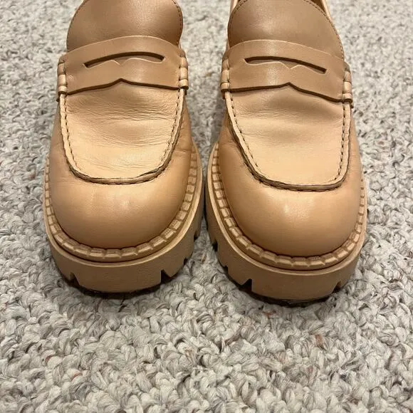 Free People Lyra Lug Sole Loafers Sz EU 38.5 US 8 Chunky Cantaloupe Pink
