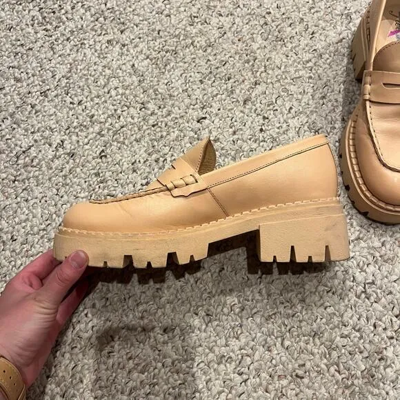 Free People Lyra Lug Sole Loafers Sz EU 38.5 US 8 Chunky Cantaloupe Pink