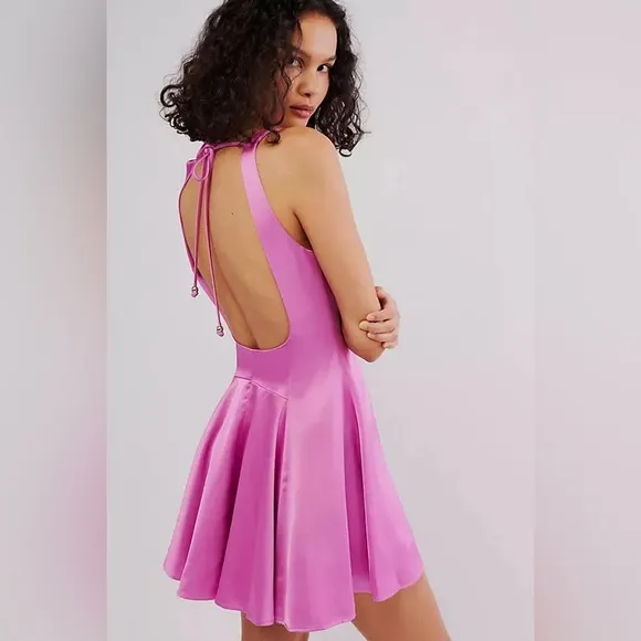Free People Mallory Square Neck Satin Mini Dress